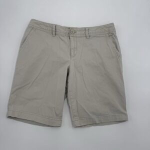 Eddie Bauer Shorts Womens 8 Tan Back Flap Pockets Cotton Blend Stretch